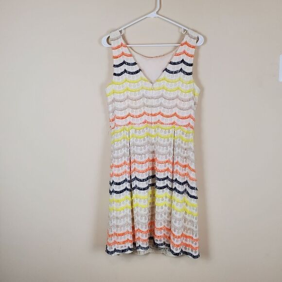 Trina Turk Multicolor Scallop Fringe Lace Heights Dress Size 10 - Picture 6 of 9
